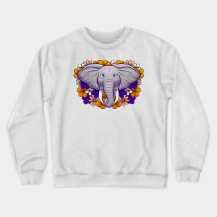 Elephant with African Flowers Crewneck Sweatshirt